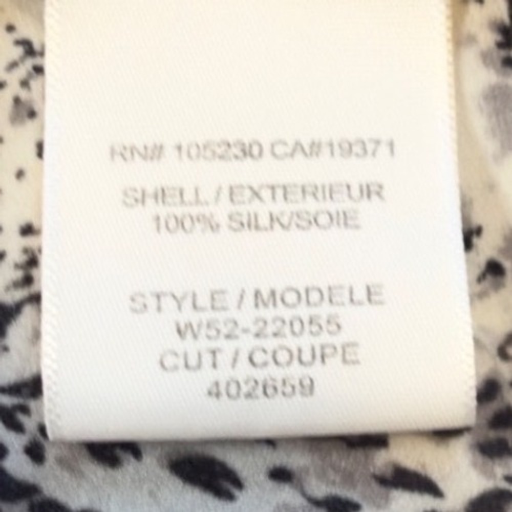 Joie 100% Silk Grey Animal Print V-Neck 3/4 Sleeve Blouse XS W52-22055 Career - Picture 6 of 8